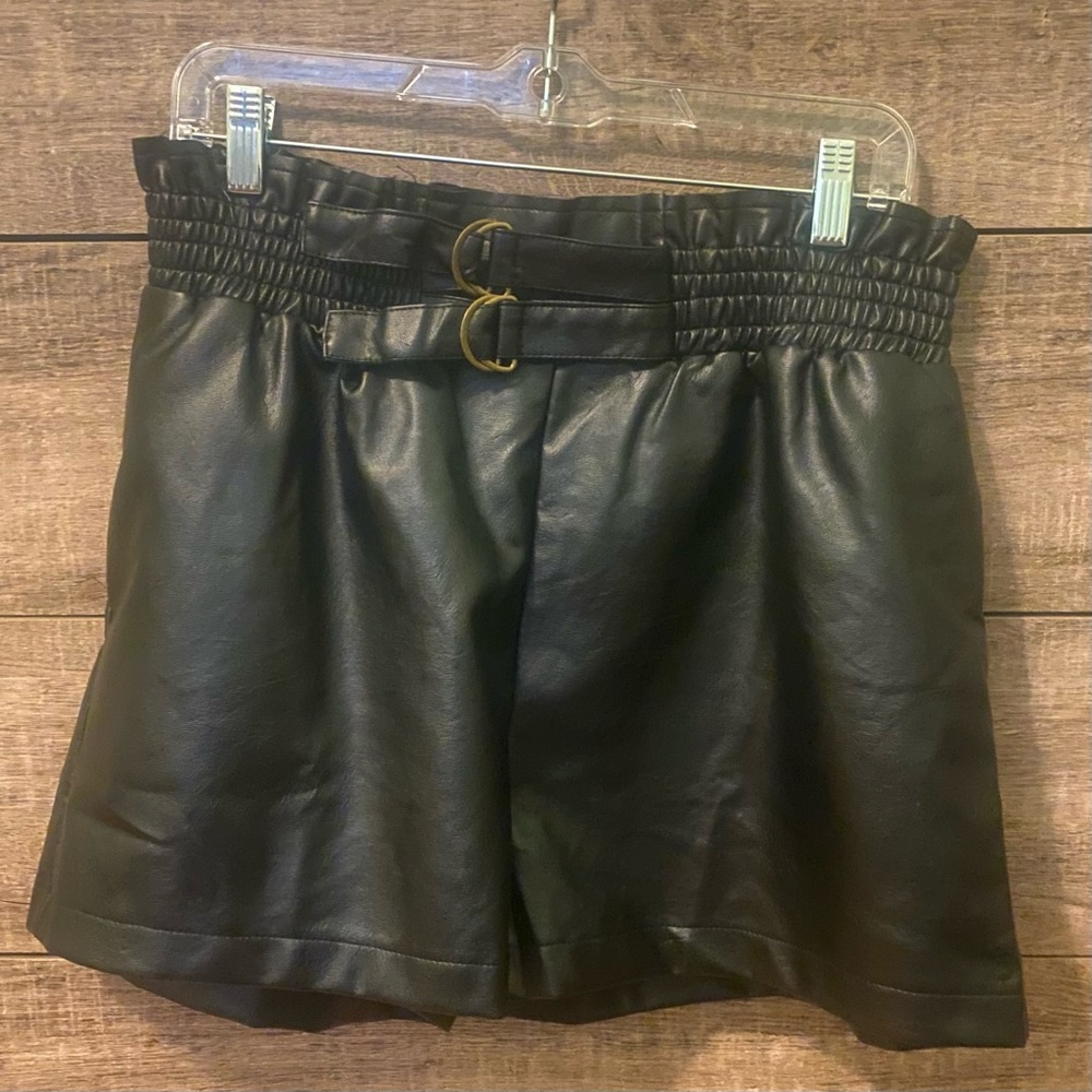 Black leather shorts